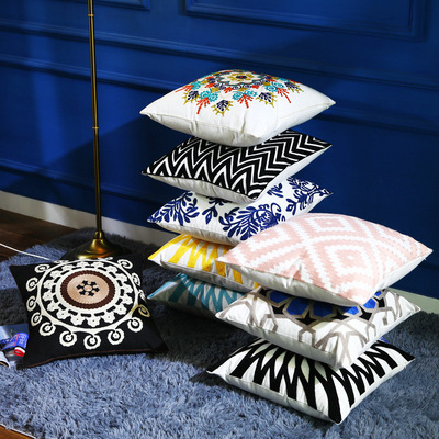 Cotton The old coarse cloth Windows sofa latex Pillowcase Embroidery Cushion Pillow Lumbar pillow pillow 45x45cm