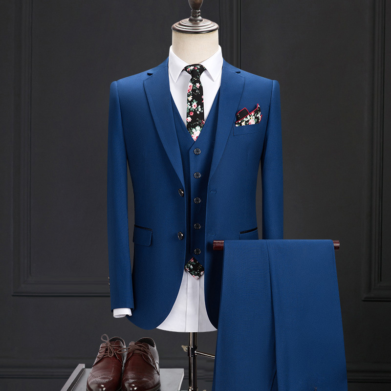 men's wear new pattern Men's Suit Korean Edition Self cultivation Suit Three-piece Suite Wedding celebration full dress Groomsman