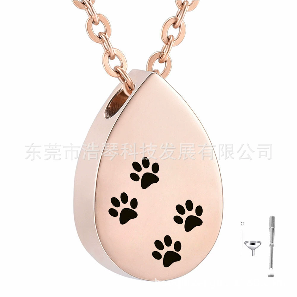 Мемориал шерсть домашних животных остается кость пепел ожерелье вода в форме капли собачья лапа печать пепельная шкатулка кулон кремация ювелирные аксессуары