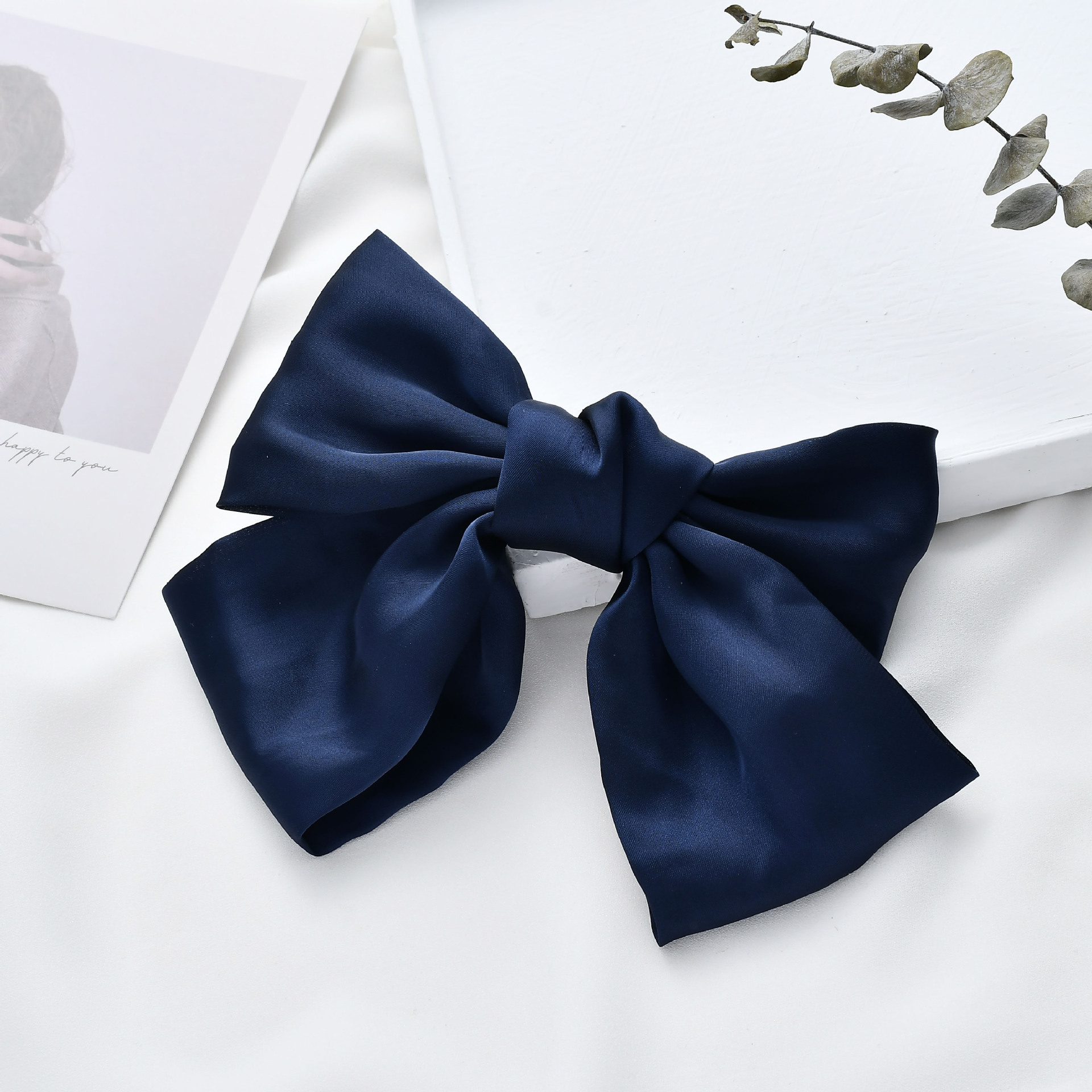 Silk Double Satin Oversized Bow Hair Clip Top Clip Hair Accessories Fabric Cheap Spring Clip display picture 8