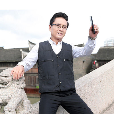 冬季複合布棉馬甲男加絨加厚中老年人保暖秋冬背心爸爸坎肩馬夾