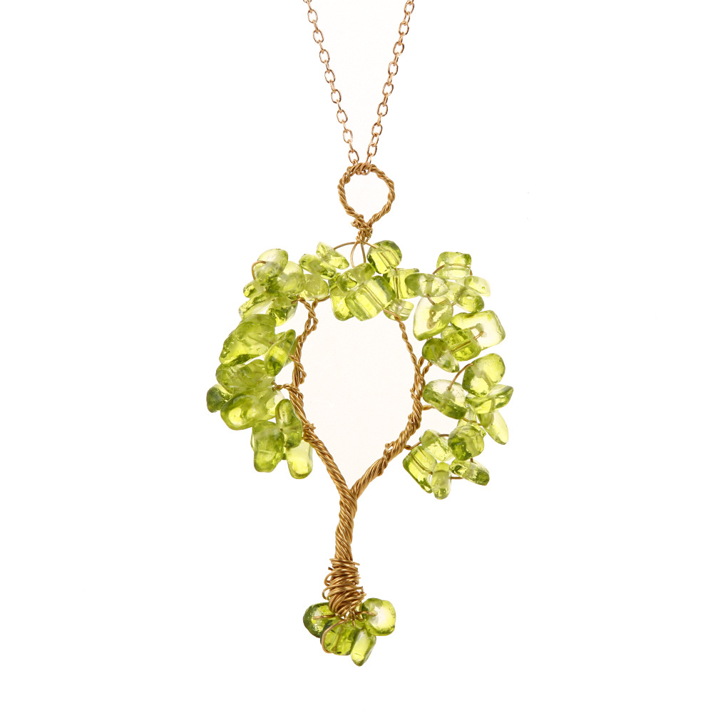 Fashion Tree Alloy Plating Natural Stone Pendant Necklace 1 Piece