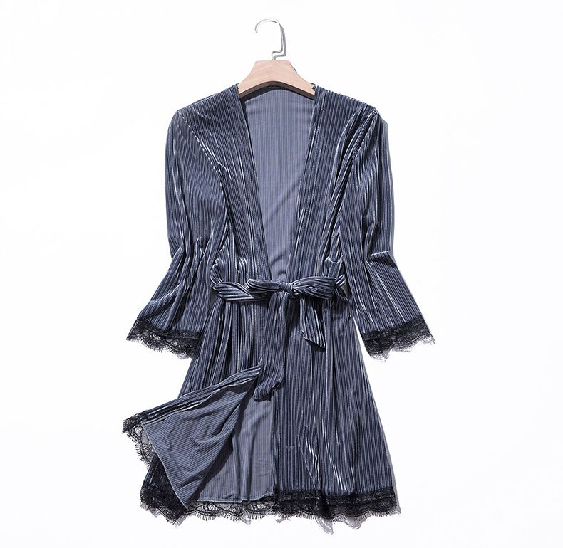 Korean women's Velvet sexy pajamas with suspenders four-piece suit NSMR7793