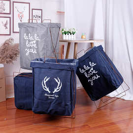 可定制创意防潮布艺收纳篮 手提式阳台支架洗衣篮大号折叠储物筐