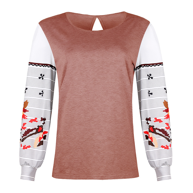  round neck long sleeve printed sweater NSKX5892