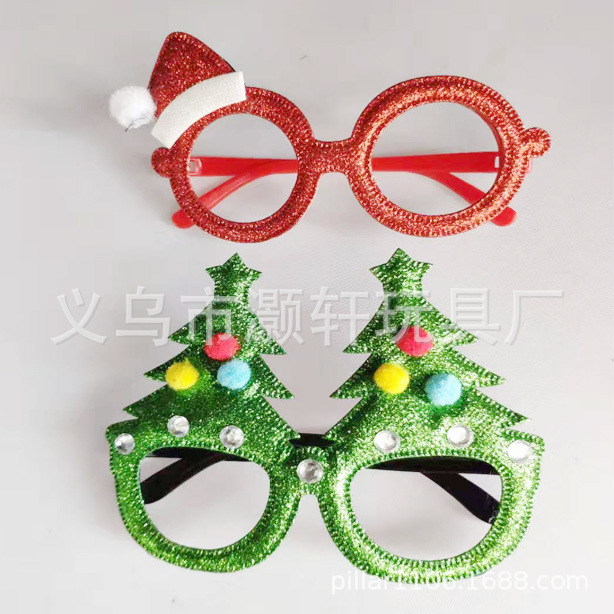 新款圣诞节成人儿童装饰彩粉玩具眼镜圣诞老人圣诞树造型眼镜批发详情7