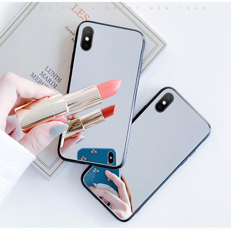 適用于蘋果6/7/8手機殼XSMAX鏡面iPhoneX玻璃XR補妝鏡子XS保護套