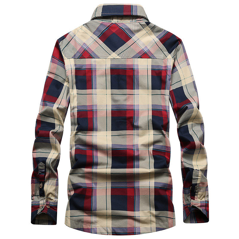 Camisa de manga larga a cuadros transfronteriza de otoño e invierno para hombre camisa gruesa con forro polar camisa cálida más tamaño camisa de moda 1598