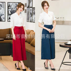 酒店足疗技师服女长裤中式套装养生馆美容院工作服装2020夏季新款