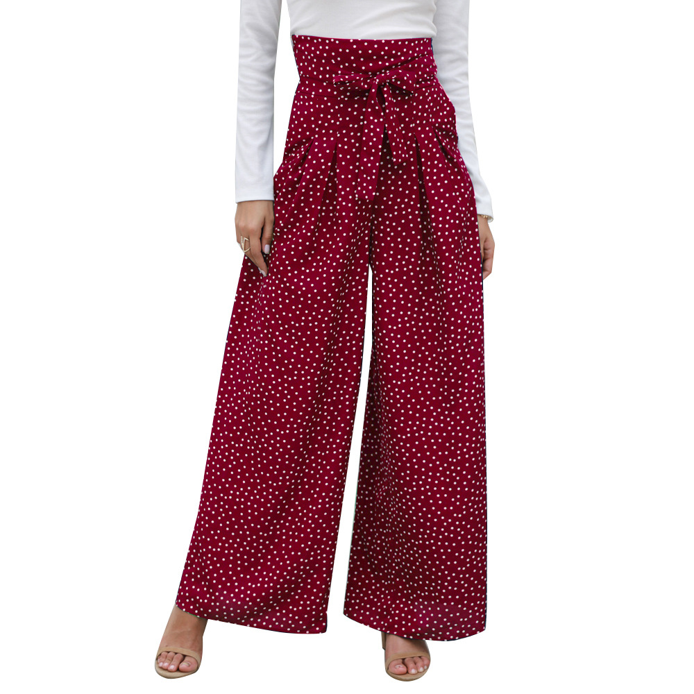 fashion print bow wide leg pants NSSA28571