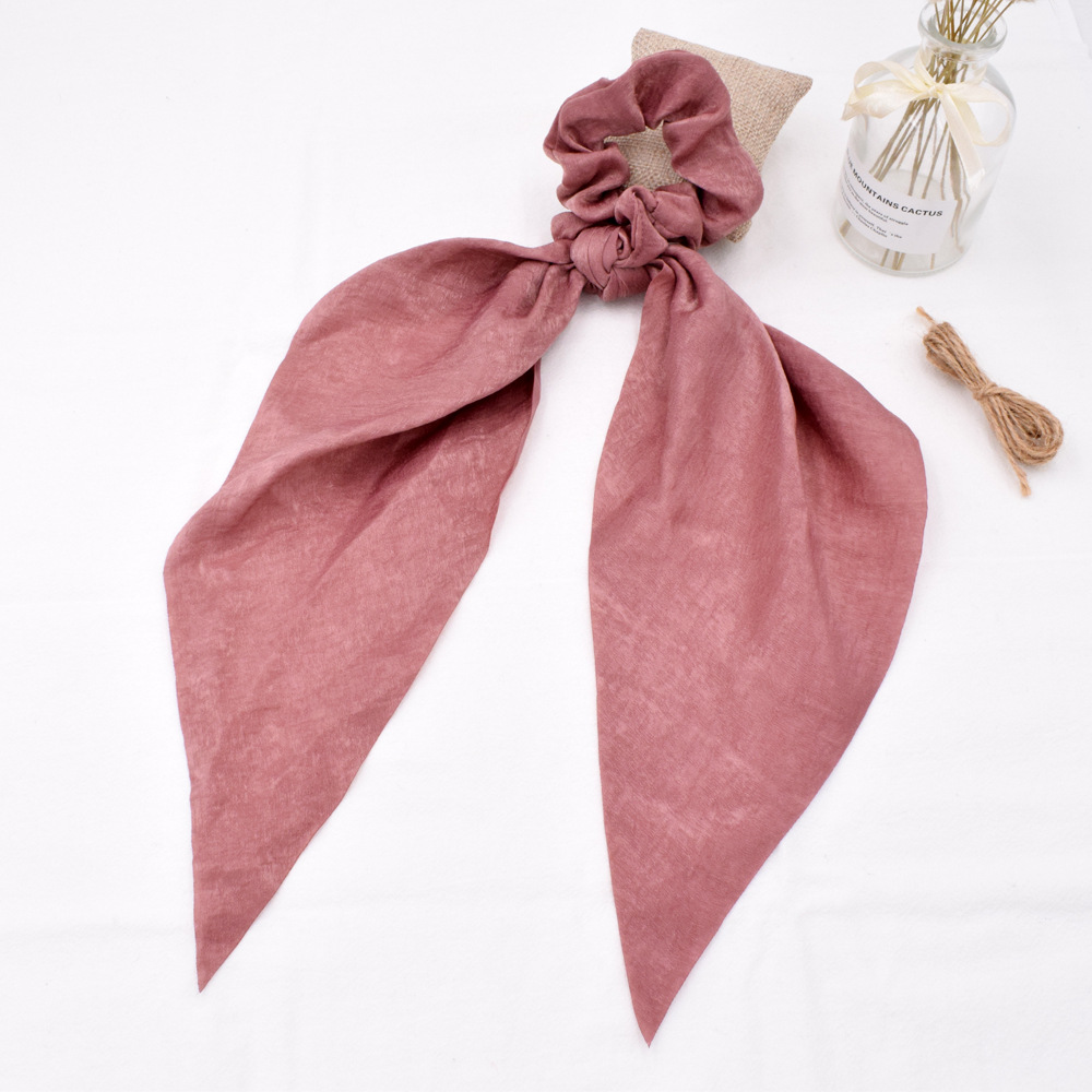 Simple Pure Color Satin Long Ribbon Hair Tie Ponytail Fabric Bow Elastic Rubber Band Head Rope Wholesale display picture 16