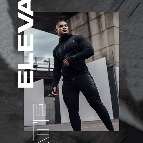 Muscle fitness brothers European and American autumn and winter new solid color sports fitness trousers men's running men's clothing wholesale dropshipping