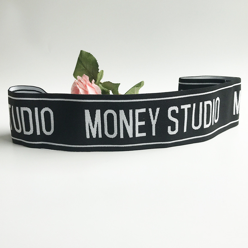 厂家6公分尼龙松紧带腰头松紧电脑提花字母松紧带弹力带服装辅料