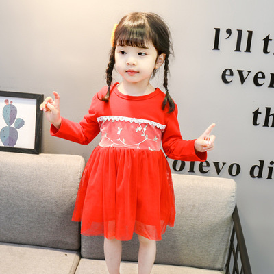 Girls dress 2019 spring and autumn new pattern fashion Trend ventilation comfortable Meng Embroidery Jacobs Dress