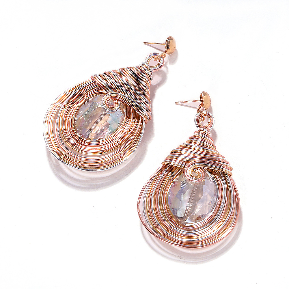 Souhaite Vente Chaude Alliage Bijou En Forme De Goutte Boucles D'oreilles Enroulement Tissé Boucles D'oreilles Internet Chaude Boucle D'oreille Accessoires Lot Mixte display picture 6