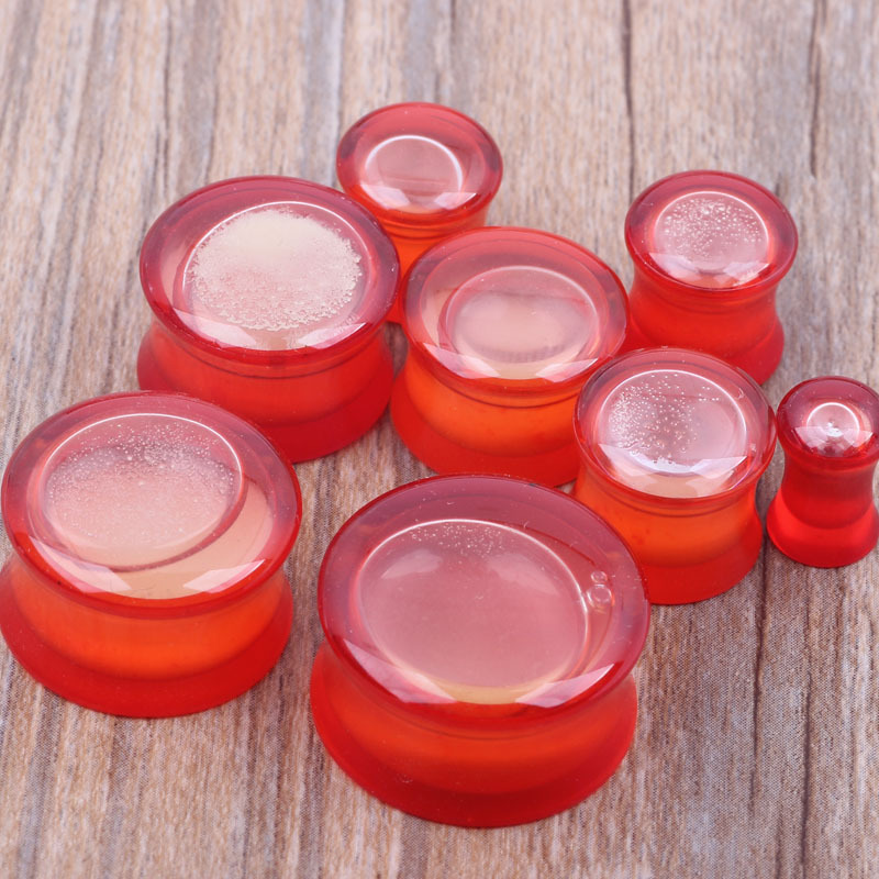 Acrylic Red Liquid Glow Ear Expander Plug – 20mm Transparent Bone Rod Earring for Gauged Ears detail image 7