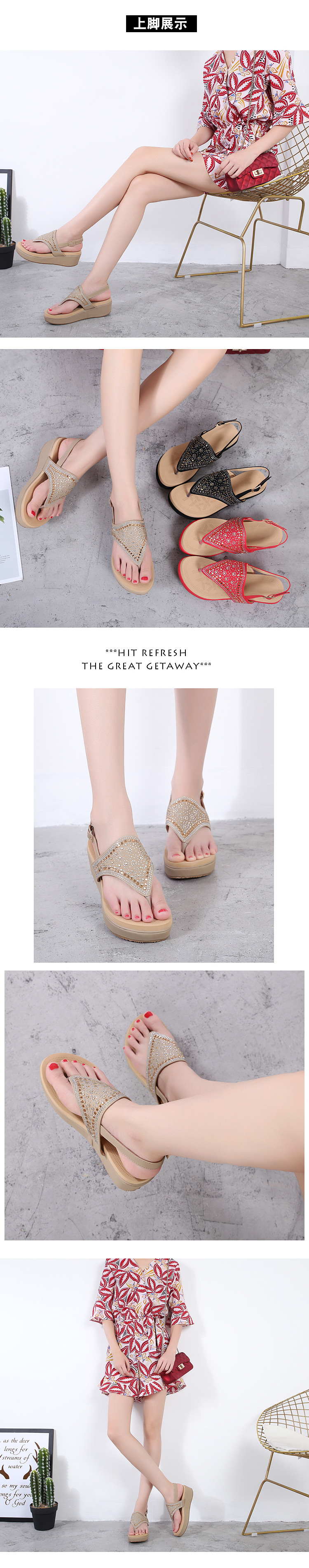 Cross-border sandals for women 2024 Summer New Style Crystal large-sized export foam thick-soled women shoes Shoes Item Picture