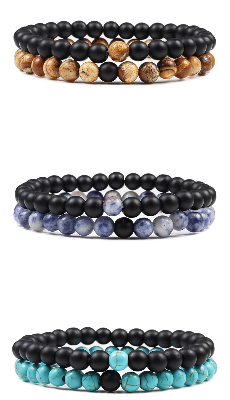 Kreatives passendes Perlenarmband blau türkis Paararmband elastisches Seilarmband Perlen verstreute Perlen Armband Armband_voghion.com