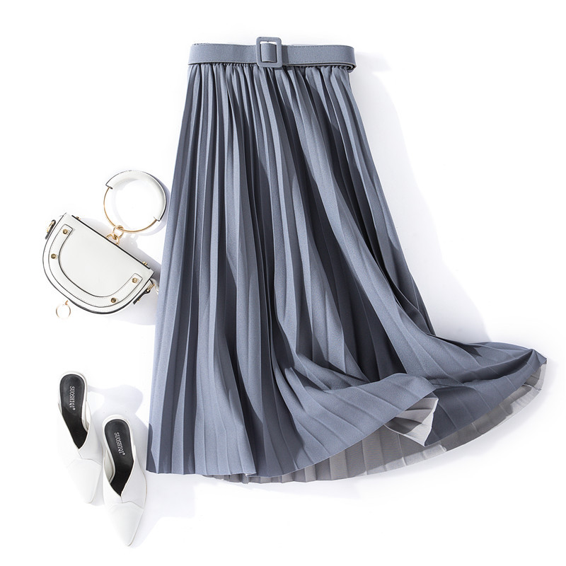 Summer Vacation Simple Style Solid Color Polyester Knee-length Skirts display picture 2