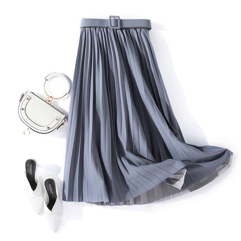 252g Weight Knee-Length Dress Length Type Skirt Dresses Type Polyester Fabric Type Mid Waist Waist Line Holiday, Daily Occasion Comfort Function Regular Fit Fit Type Solid Color Pattern Summer Season Women'S Gender Pleated Design Vacation, Simple Style Style Summer Vacation Simple Style Solid Color Polyester Knee-length Skirts