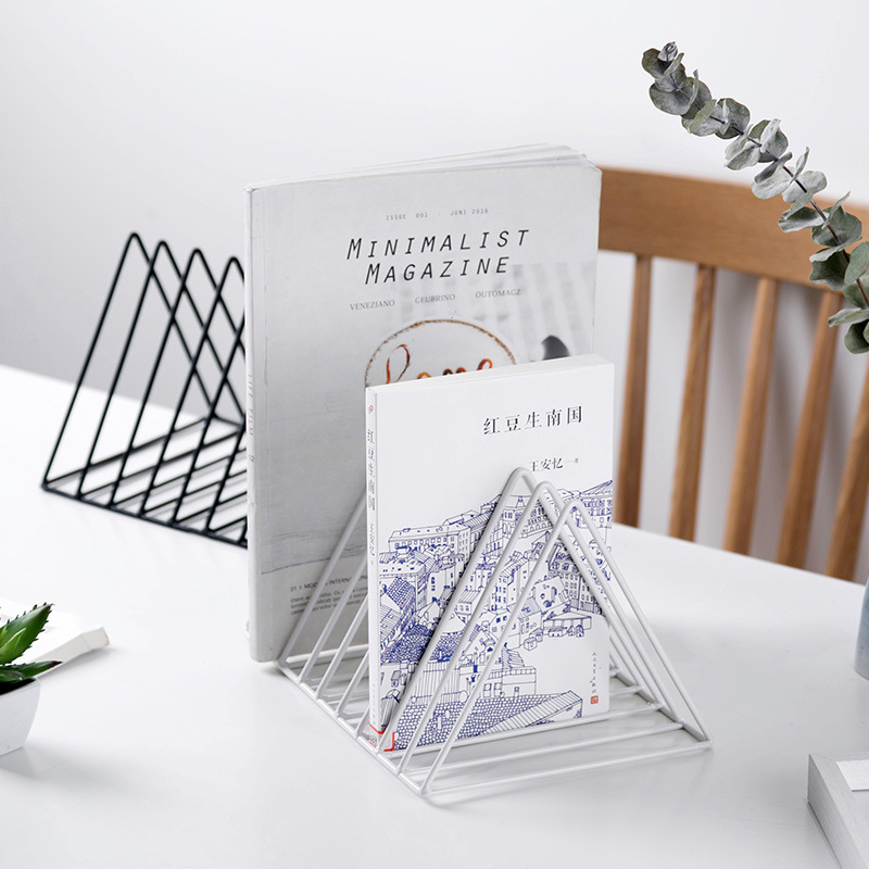 铁艺三角书立办公桌铁书架学生课桌书挡桌上书立架书夹书靠|ms