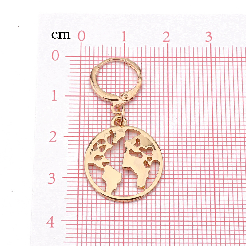 European And American New Retro Personalized Round Hollow Map Pendant Ear Ring Trendy Classical Hoop Earrings Ear Clip Female display picture 1