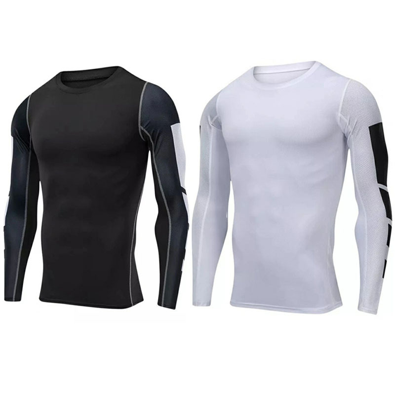 跑步速干运动紧身衣男弹力跑步长袖篮球吸汗训练健身衣|ms