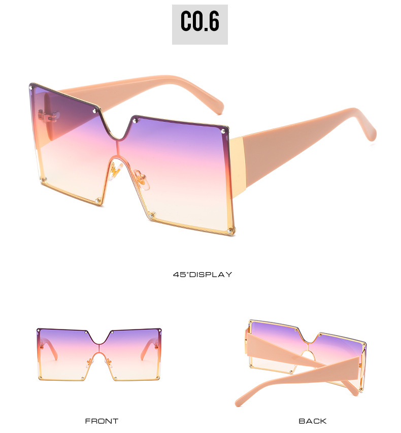 Large Frame One Piece Sunglasses Square Gradient Street Style_voghion.com