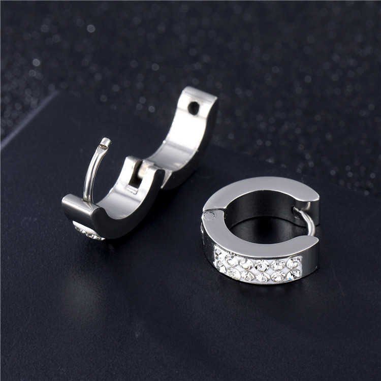 Fashion Circle Titanium Steel Plating Inlay Zircon Earrings 1 Piece display picture 3