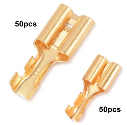 100 шт. Проволочная обжимная Клемма, соответствующая лопата, разъем для обжимного инструмента, медная Клеммная колодка 6, 3 мм9,5 мм