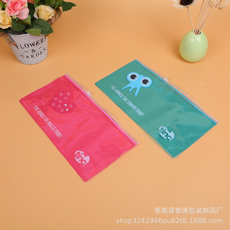 Cartoon plastic pencil case PVC with zipper
