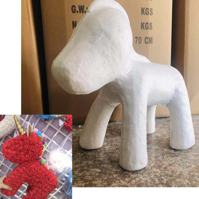 创意独角兽泡沫模型 仿真玫瑰永生花diy手工材料花材 情人节礼物|ms