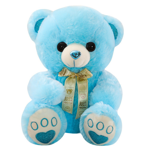 Cute Colorful Ribbon Bear Plush Toy Doll Small Hugable Teddy Bear Rag Doll Valentine's Day Gift Wholesale