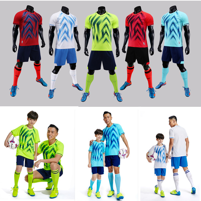 新款儿童足球服 男女比赛训练服套装短袖空版球衣团购定制批发