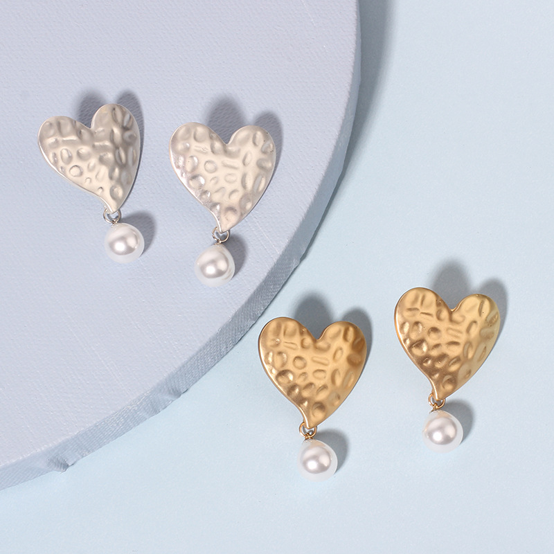 16g Weight Earrings Classification Wedding, Travel Occasion Women'S Gender Original Design Style Gold, Silver Color Fashion New Geometric Love Bohemian Fashion Pearl Earrings For Women 6