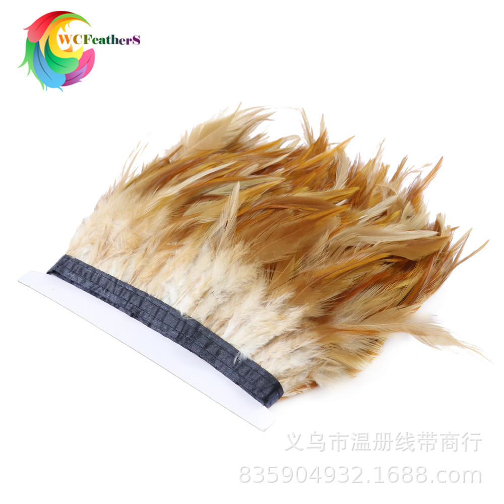 现货销售天然花纹孔雀毛花鸡毛不染色环保鸡毛礼服鞋帽装饰10米详情图8