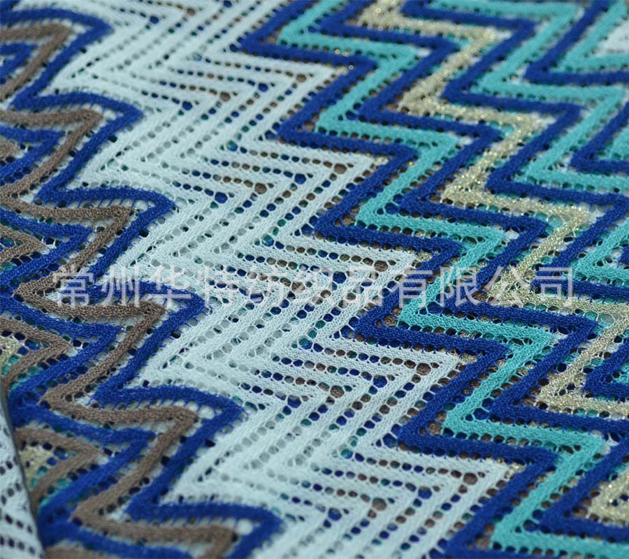 色织弯条 色织蕾丝面料 经编色织波浪 针织面料 色织色纱布