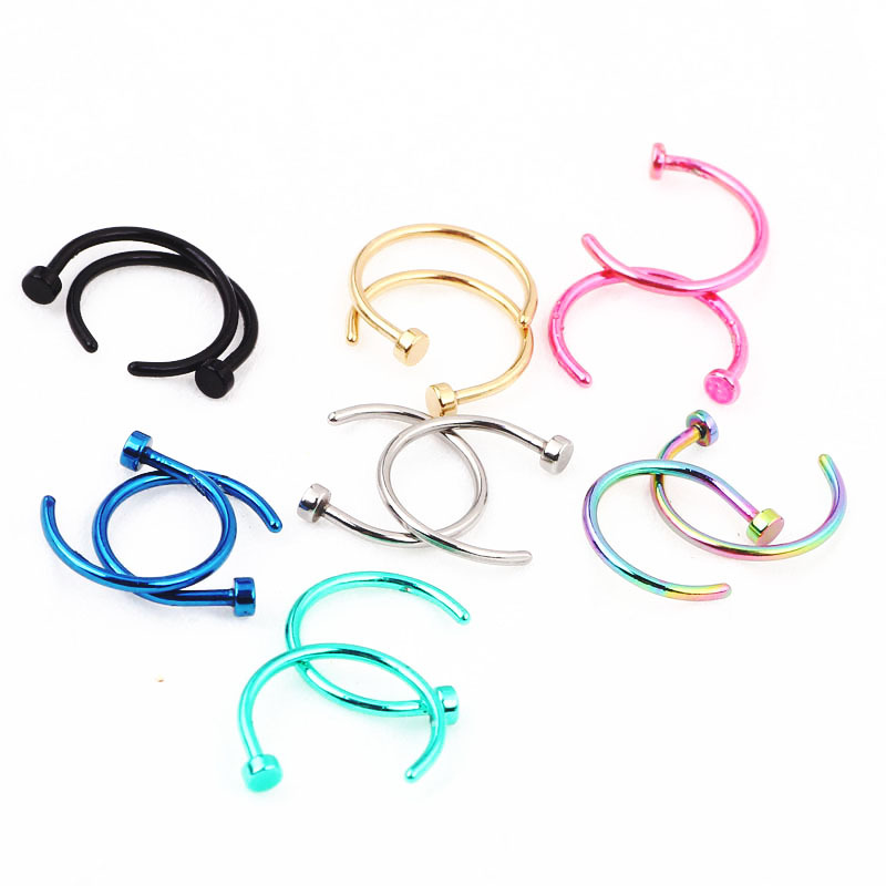 Stainless Steel Geometric Nose Ring Hoop 10mm Green - Korean Style Body Piercing Jewelry detail image 7