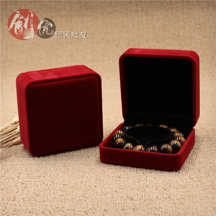 红色手镯盒 子包装盒 定做 绒布首饰手串盒水晶手链盒子项链盒
