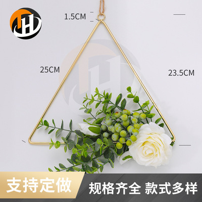 直销现货供应金色假花圈金属三角环婚庆装饰家居饰品挂件可定制