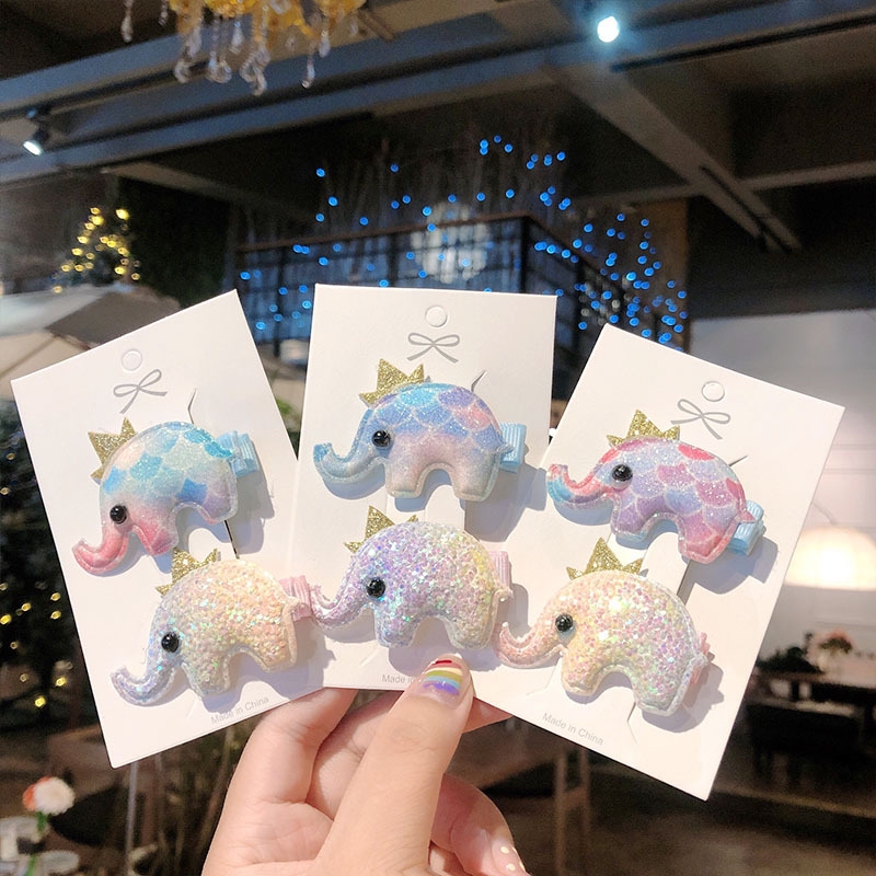 Korean Children's Glitter Whale Elephant Cartoon Cheap Hairpin Wholesale display picture 7
