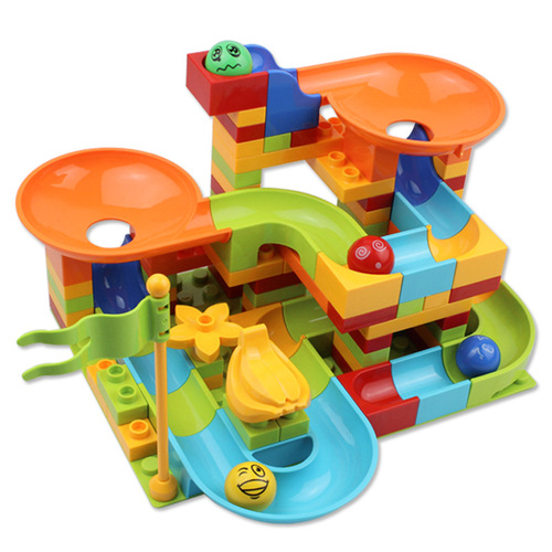 Cross-border e-commerce compatible LEGO large particle block toy brain-training assembly marble ball slide 101PCS