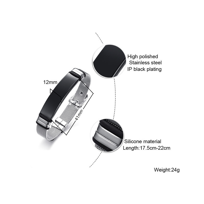 Black Curved Titanium Steel Bracelet