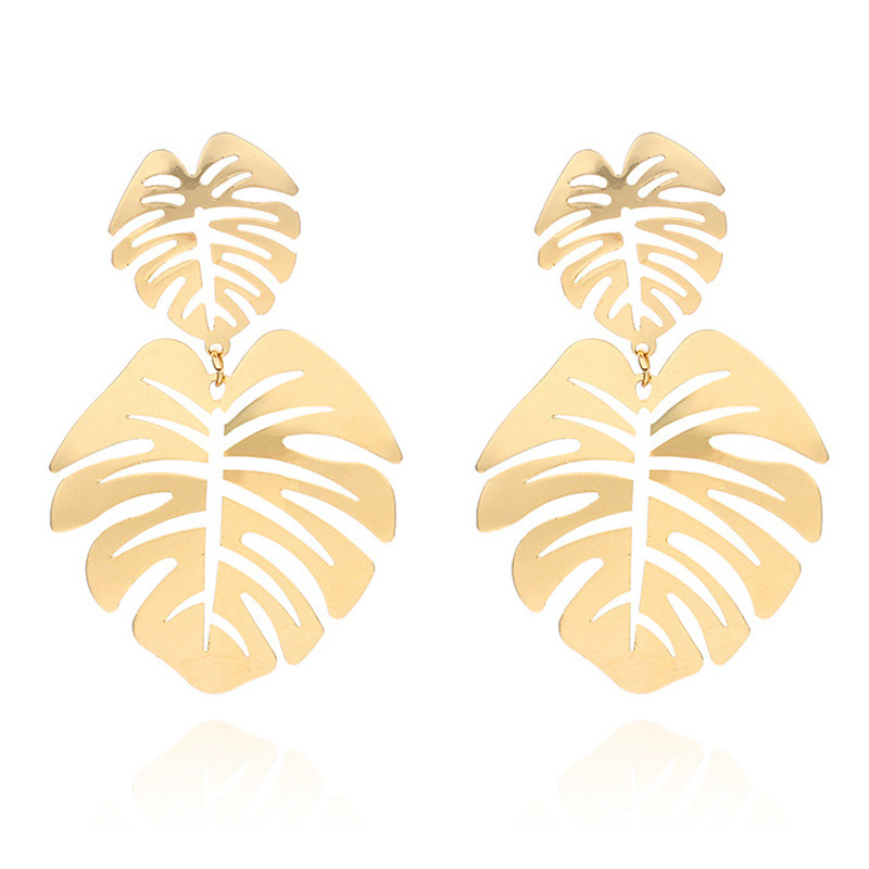 Nihaojewelry Simple Fashion Double Leaf Earrings Wholesale Jewelry display picture 6