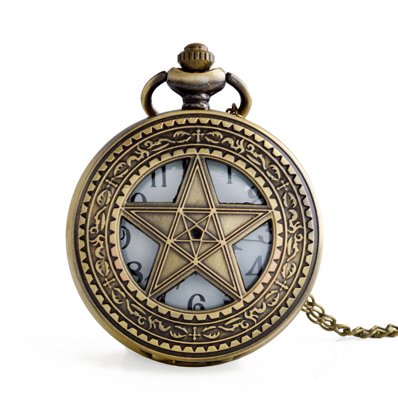 Boshiya spot watch wholesale hollow five-pointed star vintage pocket watch unisex casual quartz pocket watch