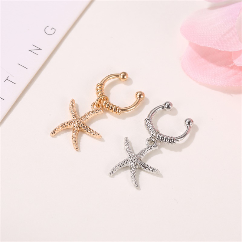 Earrings Ocean Wind Stars Pendant Ear Bone Clip Simple Starfish Painless Single Ear Clip Wholesale Nihaojewelry display picture 3