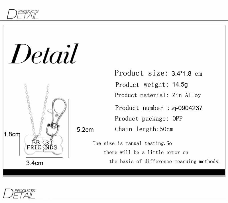 Explosión De Fondos Cadena Buenos Amigos Empalme De Dos Pétalos Collar De Hueso De Perro Mascota Al Por Mayor Nihaojewelry display picture 15