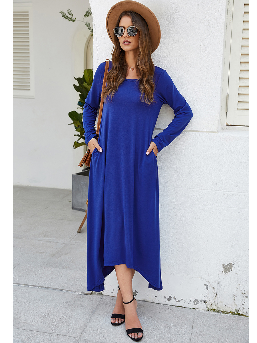 pure color big swing skirt long dress NSAL2065