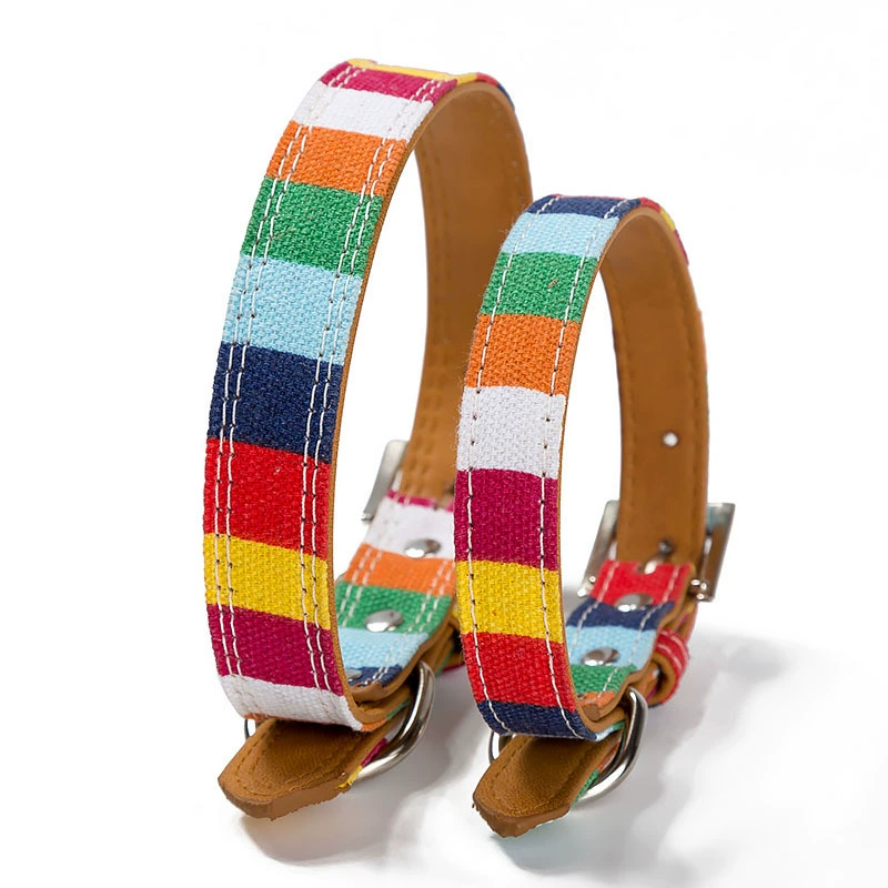 Новый красочный ошейник для домашних животных красочный холщовый воротник пряжка из сплава веревка для собак трансграничные товары для домашних животных в наличии оптом