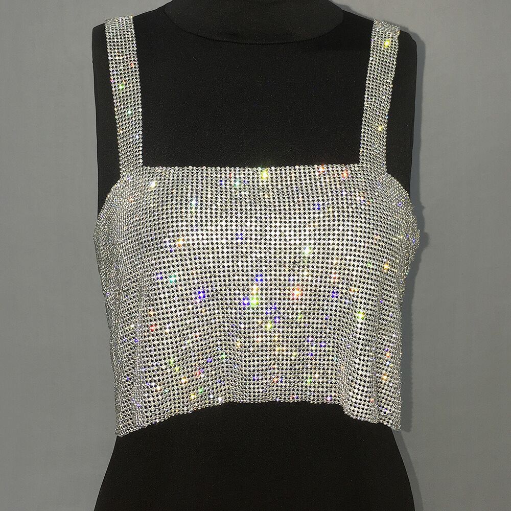 Women'S Gender Fashion Style Wholesale Women'S Rhinestone Metal Fashion Geometric Tank Tops